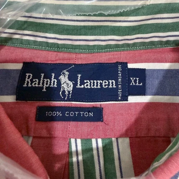 Ralph Lauren Striped Button Down Shirt Men Classic Fit Red Green Blue - Picture 7 of 7